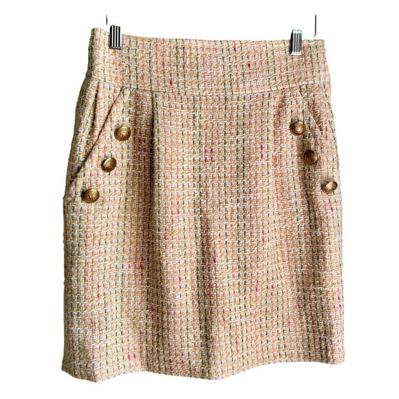 Mise En Scene by Ruffian Boucle Cream Tweed Skirt Sz 4 Anthropologie Academia - Picture 1 of 6